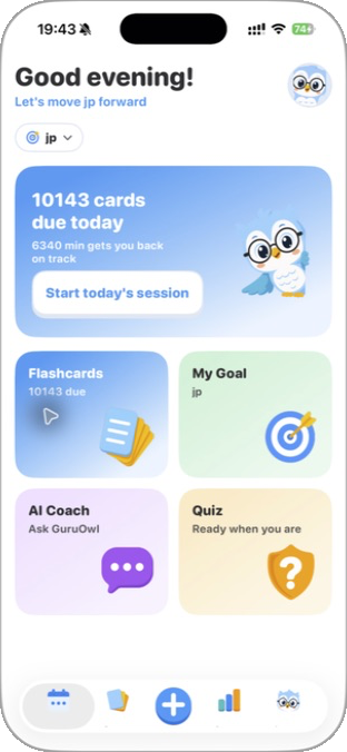 GuruOwl-Lern-Dashboard auf dem iPhone