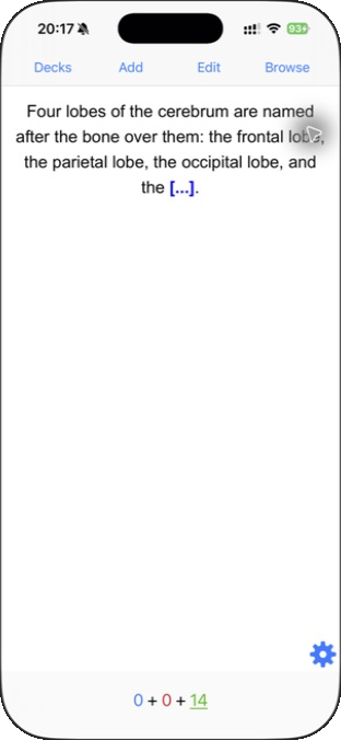 AnkiMobile cloze card before revealing the answer